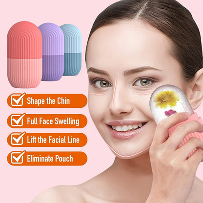 Zarusky™ Silicone Diamond Ice Face Roller – Cooling Glow Facial Massager for Puffiness, Lifting & V-Line Sculpting