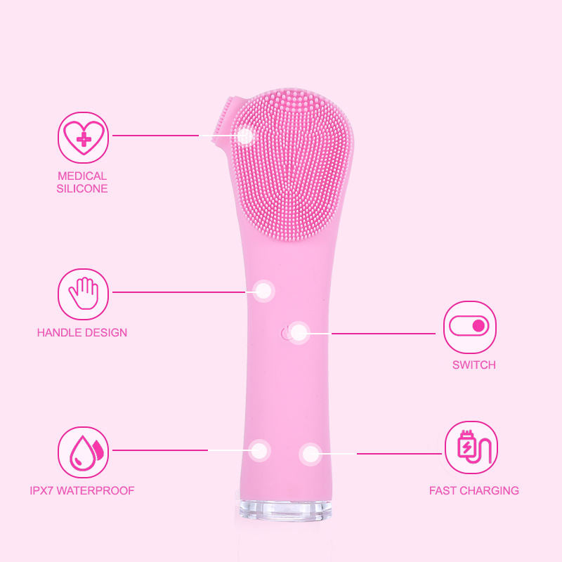 Ultrasonic Silicone Facial Cleansing Brush - Electric Deep Pore Cleanser
