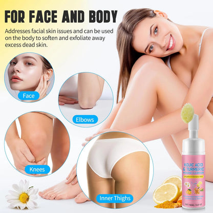 Kojic Acid Turmeric Mousse Cleanser - Brightening Hydrating Foam Face Wash